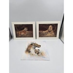 Ruane Manning Wildlife Art Prints Lion Tiger Set Litho USA‎